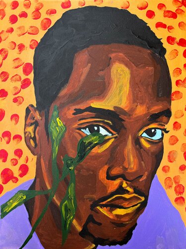 His Gaze by Emmanuel Akolo, Painting for Sale on Singulart