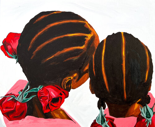 Mere et Fille van Emmanuel Akolo, Schilderij te koop op Singulart