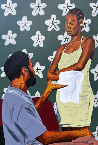 At The Table, Again di Emmanuel Akolo, Pittura in vendita su Singulart