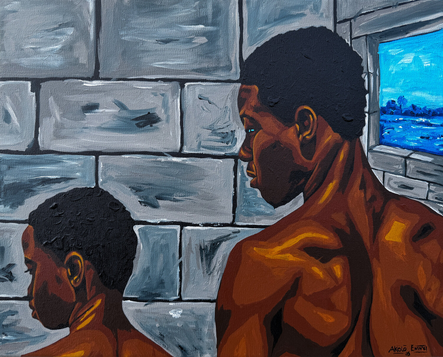 The Boy I Left Behind Emmanuel Akolo Originalgemälde zu verkaufen