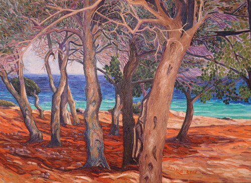 OLIVIERS ET CAROUBES EN BORD DE MER van DONALD LE HERON, Schilderij te koop op Singulart