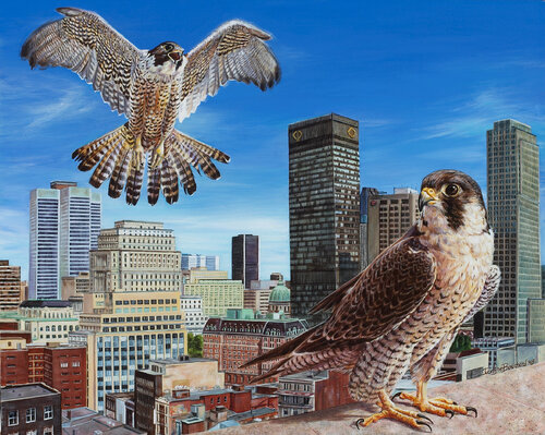 Pèlerins urbains de Jocelyne Bouchard, Pintura a la venta en Singulart