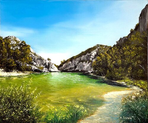 Lac de Peïroou à St Rémy de Provence van Alain Garcia, Schilderij te koop op Singulart