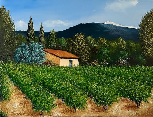 Cabanon au pied du Mont Ventoux by Alain Garcia, Painting for Sale on Singulart
