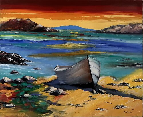 La barque échouée van Alain Garcia, Schilderij te koop op Singulart