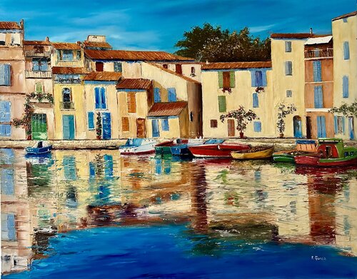 Le miroir aux oiseaux à Martigues van Alain Garcia, Schilderij te koop op Singulart