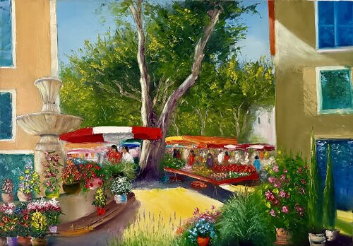 Le marché aux fleurs à Cassis by Alain Garcia, Painting for Sale on Singulart
