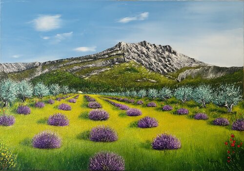 Lavande au pied de Sainte Victoire by Alain Garcia, Painting for Sale on Singulart