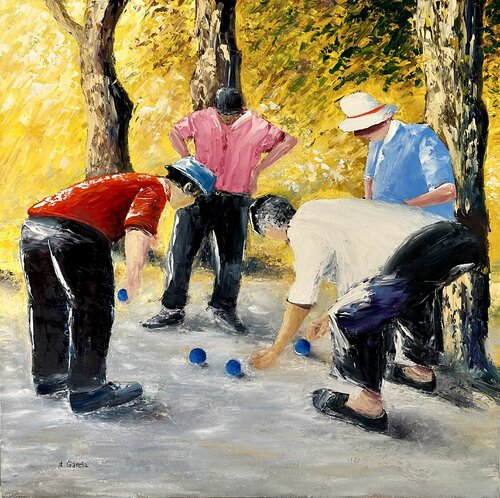 Les boules bleues van Alain Garcia, Schilderij te koop op Singulart