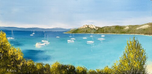 Vue sur Porquerolles van Alain Garcia, Schilderij te koop op Singulart