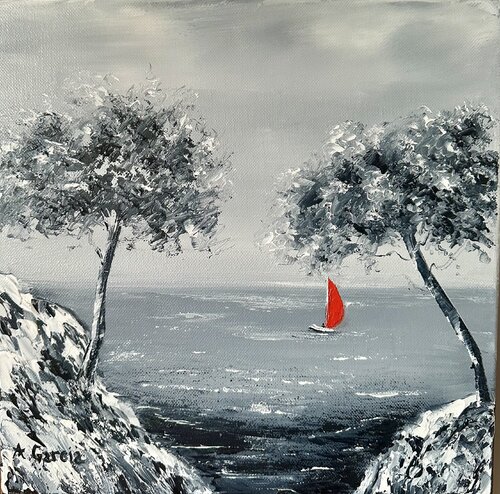 La voile rouge von Alain Garcia, Malerei kaufen auf Singulart