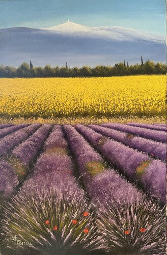 Lavandes au Mont Ventoux by Alain Garcia, Painting for Sale on Singulart