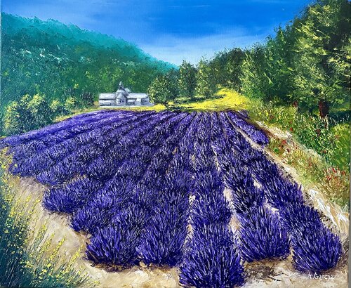 Lavandes à L'abbaye de Sénanque van Alain Garcia, Schilderij te koop op Singulart