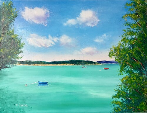 Vue sur Porquerolles de Alain Garcia, Pintura a la venta en Singulart