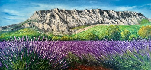 Lavandes et Sainte Victoire by Alain Garcia, Painting for Sale on Singulart