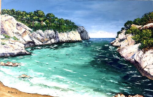 Vue sur la Calanque by Alain Garcia, Painting for Sale on Singulart