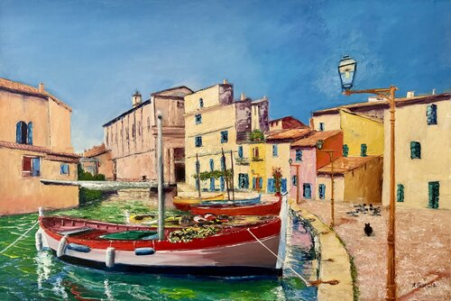 Le Miroir aux Oiseaux à Martigues by Alain Garcia, Painting for Sale on Singulart