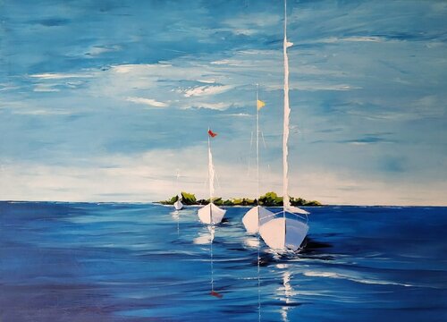 Les Bâteaux by Alain Garcia, Painting for Sale on Singulart