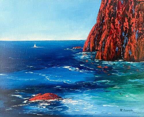 Falaises écarlates by Alain Garcia, Painting for Sale on Singulart