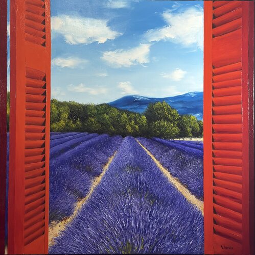 Les volets rouges by Alain Garcia, Painting for Sale on Singulart