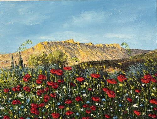 Sainte  Victoire au soleil couchant by Alain Garcia, Painting for Sale on Singulart