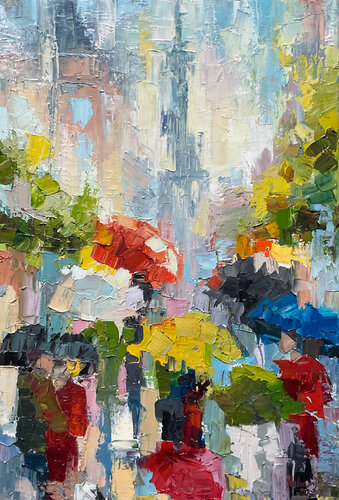 Paris umbrellas van Mariia Hyhar, Schilderij te koop op Singulart