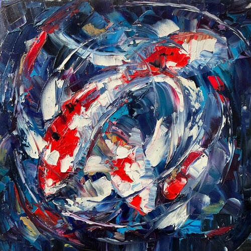 Koi blue van Mariia Hyhar, Schilderij te koop op Singulart