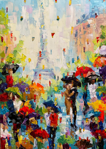 Paris. Spring love. Umbrellas von Mariia Hyhar, Malerei kaufen auf Singulart