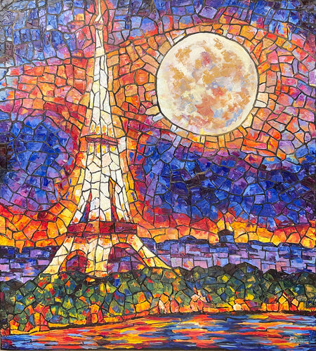 Moon under Paris von Mariia Hyhar, Malerei kaufen auf Singulart