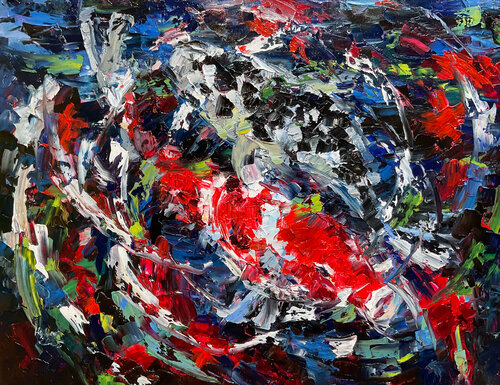 Bright koi’s in dark water von Mariia Hyhar, Malerei kaufen auf Singulart