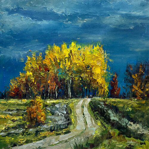 Before rain. Autumn di Mariia Hyhar, Pittura in vendita su Singulart