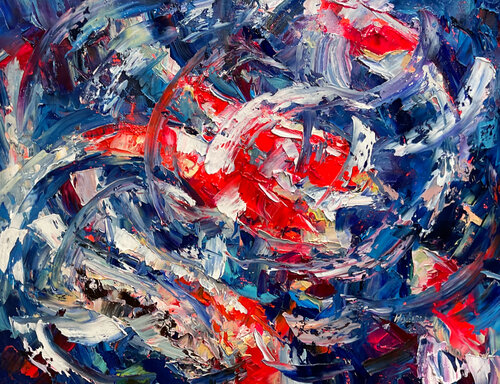 Koi blue dance von Mariia Hyhar, Malerei kaufen auf Singulart
