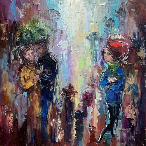 Umbrellas. Look into the past di Mariia Hyhar, Pittura in vendita su Singulart