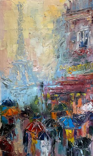 Paris umbrellas. Pastel mood von Mariia Hyhar, Malerei kaufen auf Singulart