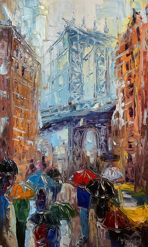 New York umbrellas. Pastel mood von Mariia Hyhar, Malerei kaufen auf Singulart