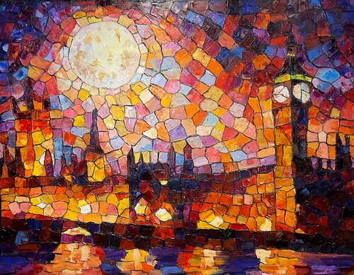 Moon under London di Mariia Hyhar, Pittura in vendita su Singulart