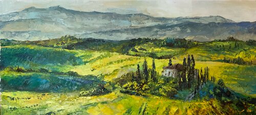 Impressionistic paintings of nature "Spring in Tuscany. Sunny day." by Mariia Hyhar, Painting for Sale on Singulart
