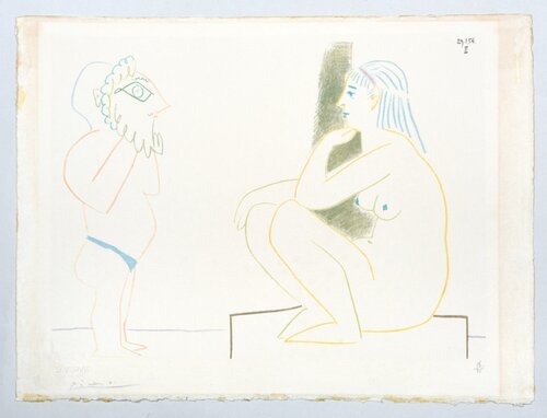 (Artist and Model Sitting.) Untitled from Suite de 15 dessins de Picasso Pablo Picasso