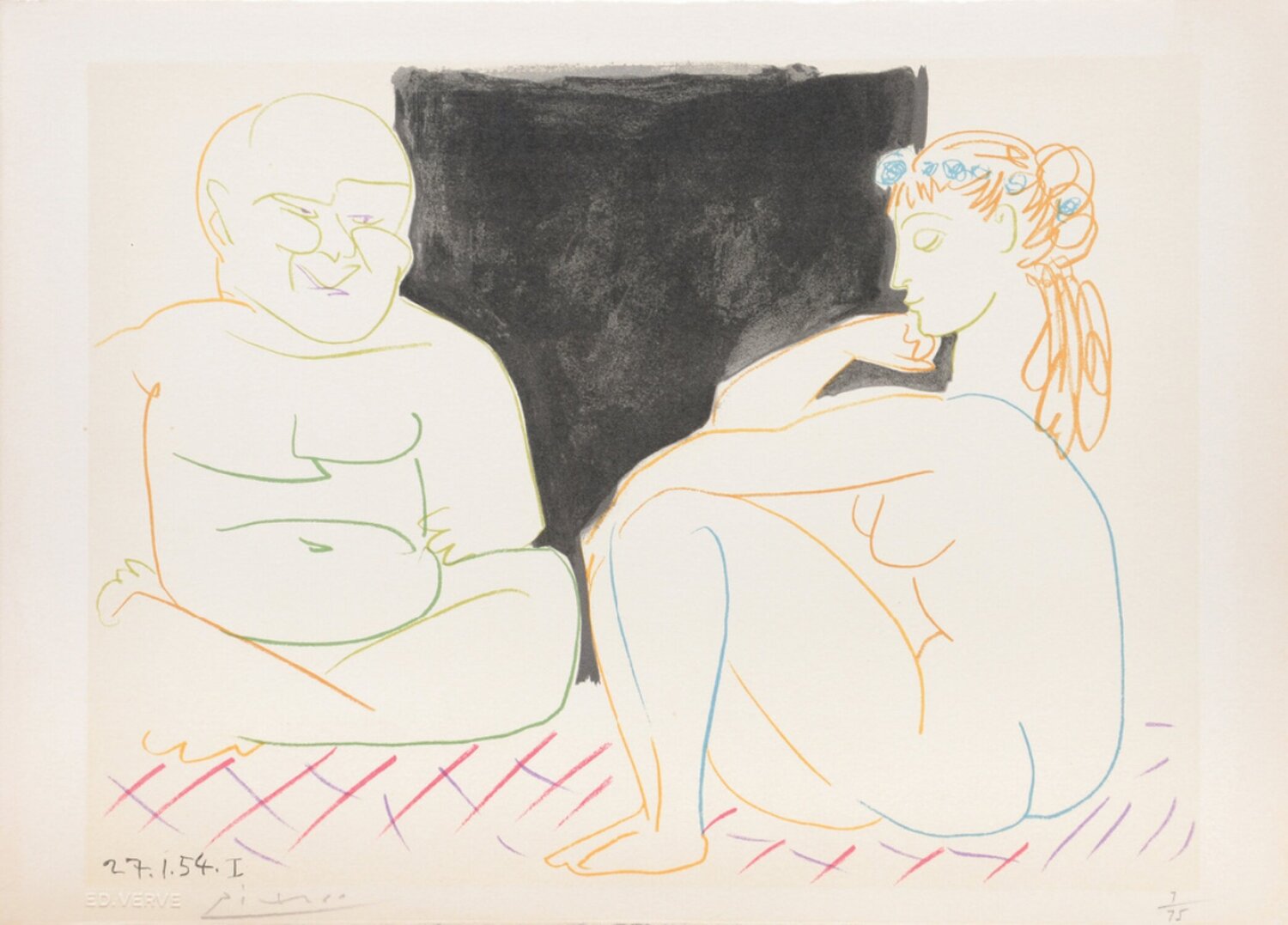 (The Two Thinkers.) Untitled from Suite de 15 dessins de Picasso Pablo Picasso Druck zu verkaufen