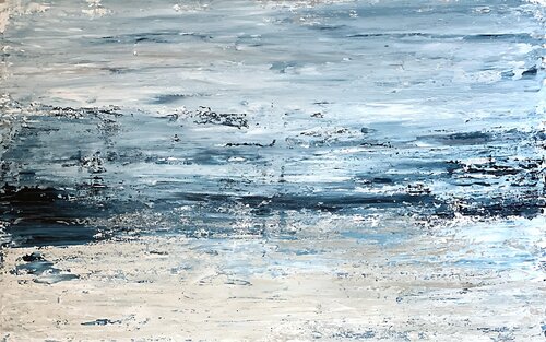 Blue Silence: Ocean of Tranquility in Thick Acrylic Symphony. Tatiana Malinovscaia