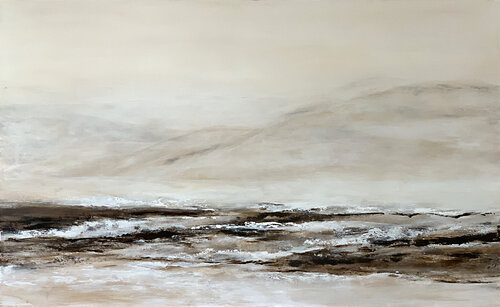 Ephemeral Revelations. large abstract soft brown and beige hues Painting par Tatiana Malinovscaia, Peinture en vente sur Singulart