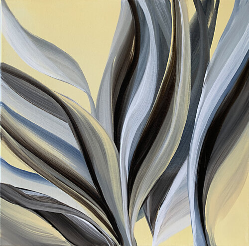 Brown shades, white, blue and yellow,tropical plant leaves Tatiana Malinovscaia