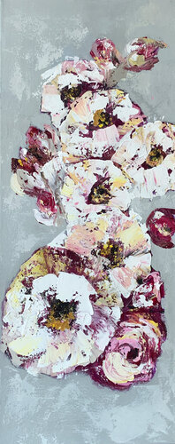 Dansing Emotions. Flowers on Grey by Tatiana Malinovscaia, Painting for Sale on Singulart