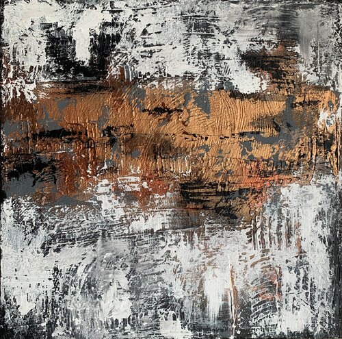 Original textured painting Abstract Hand painted Bronz black white  wall art Canvas von Tatiana Malinovscaia, Malerei kaufen auf Singulart