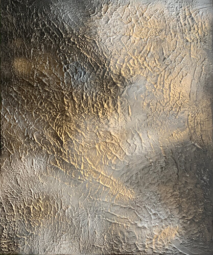 Textured sky with clouds. Gold, white and black original artwork von Tatiana Malinovscaia, Malerei kaufen auf Singulart