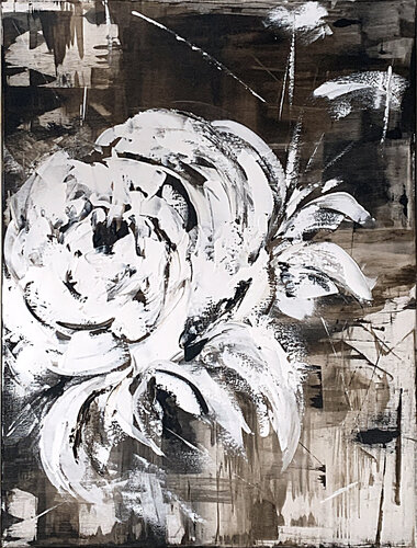 Close up flower, modern sepia abstraction. Fresh wall art. di Tatiana Malinovscaia, Pittura in vendita su Singulart