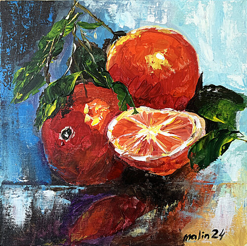 Vibrant Citrus Duo.Original Fruit Colorful Kitchen Wall Art Tatiana Malinovscaia