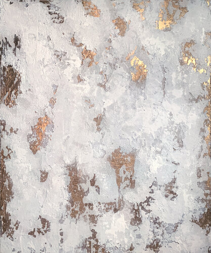 Luminous Whispers. Gold and white decor abstract canvas van Tatiana Malinovscaia, Schilderij te koop op Singulart