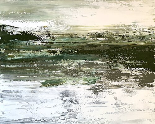 Forest Whisper Green and White Tones par Tatiana Malinovscaia, Peinture en vente sur Singulart