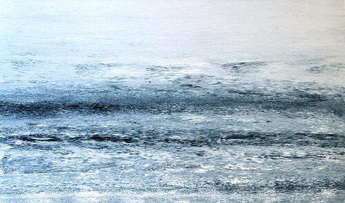 Whisper of the Waves. large blue grey abstract seascape painting par Tatiana Malinovscaia, Peinture en vente sur Singulart